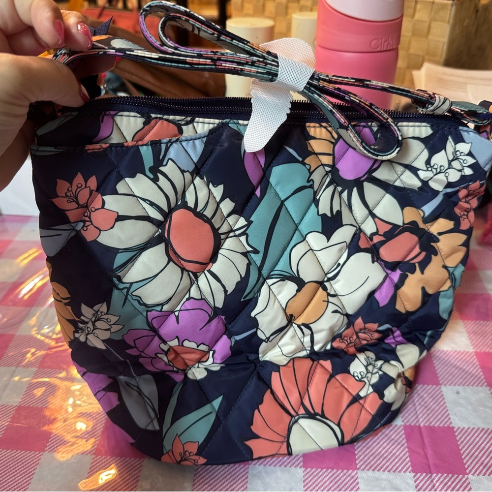 Vera Bradley Blue and Orange Cosmetic Bag with Floral Design